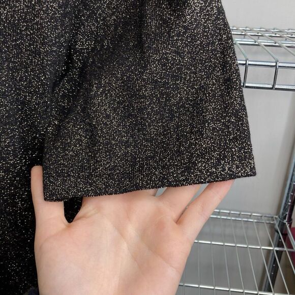 Carmen Marc Valvo Black Sparkly Button Up Knit Shirt‎ Size 1X Special Occasion - Picture 9 of 11
